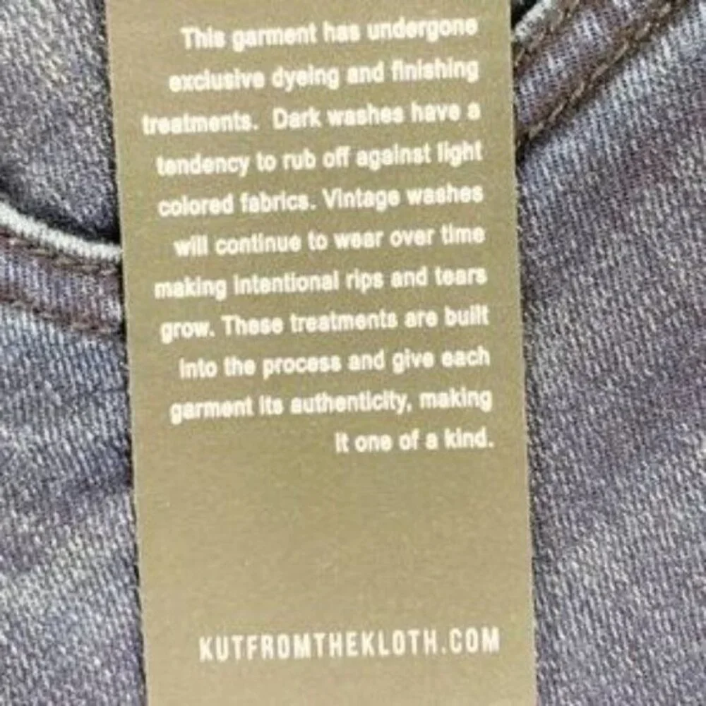 KUT from the Kloth Connie Ankle Skinny Jeans Blue W/ Pink Stripe Raw Hem Size 6